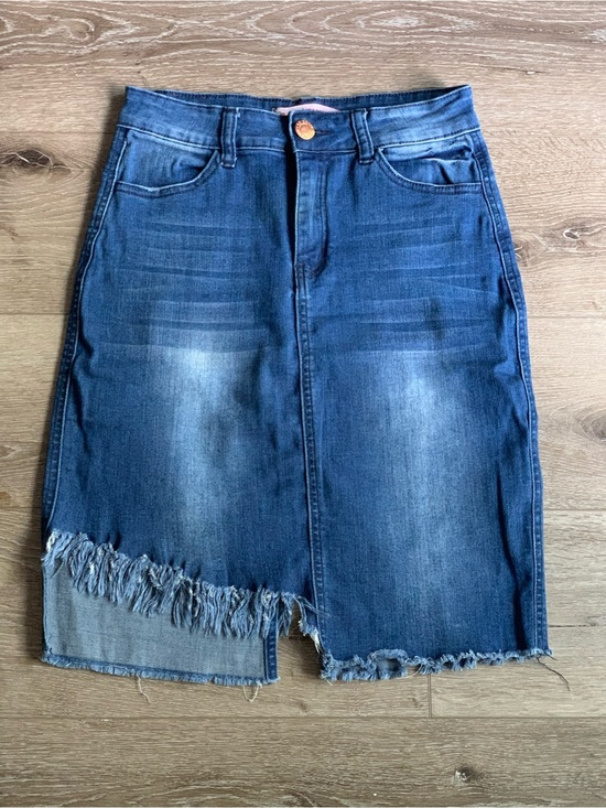 AQ/AQ Dresses & Skirts - AQ Women’s Dark Blue Denim Fringe Hem Skirt Size M